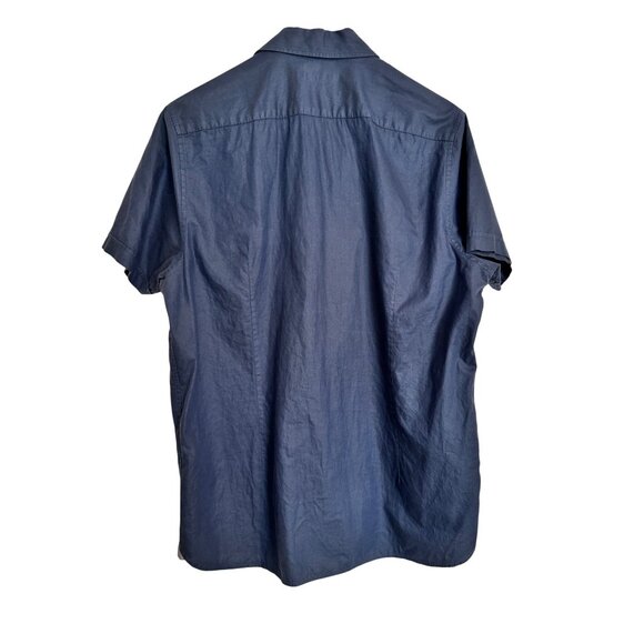 Ted Baker Button Up Size Medium Navy Shirt Short Sleeve EUC Cotton - Picture 2 of 7